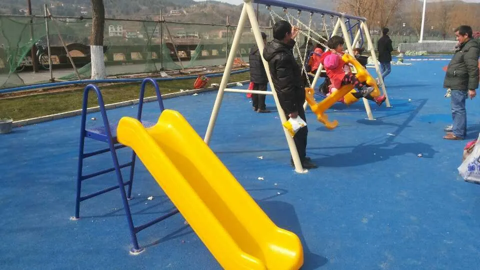  Children Swing Set plus Straight Plastic Slide for Toddler Baby Amusement Equipment 