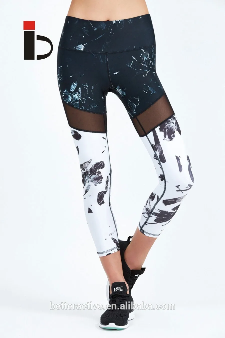 New Design Melange Blue Fabric Custom Compression Women Running Tights