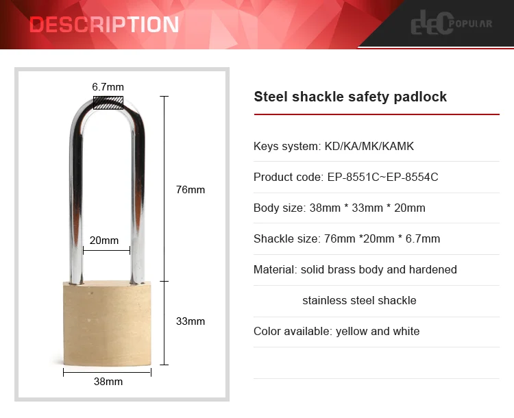 Stronger Corrosion Resistance 76Mm Stainless Steel Shackle Solid Brass Padlocks