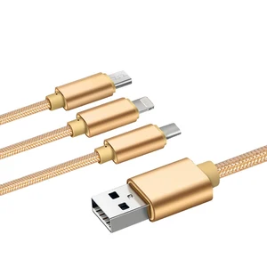 Wholesale Nylon Braided Alloy Micro Usb Cable,Universal Mobile Phone Type-C Usb Cable,3 In 1 Usb Data Charging Cable For iPhone