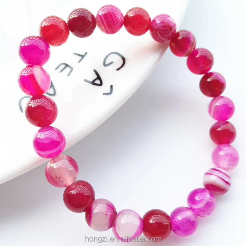 

2021 homemade crystal rose red agate lava rock beaded crystal bracelet natural stone bracelet