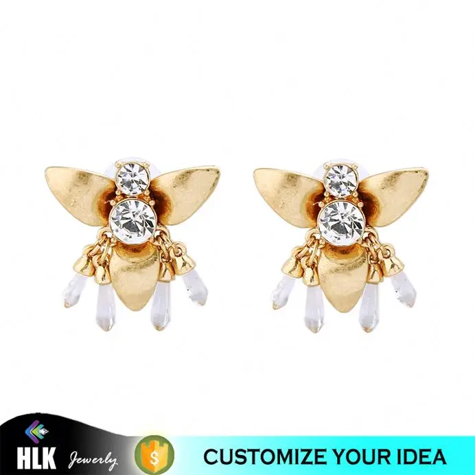 

European Fashion Style Decoration Personality Best Match Act The Role of Female Set Auger Bee Restoring Ancient Ways Earrings, White