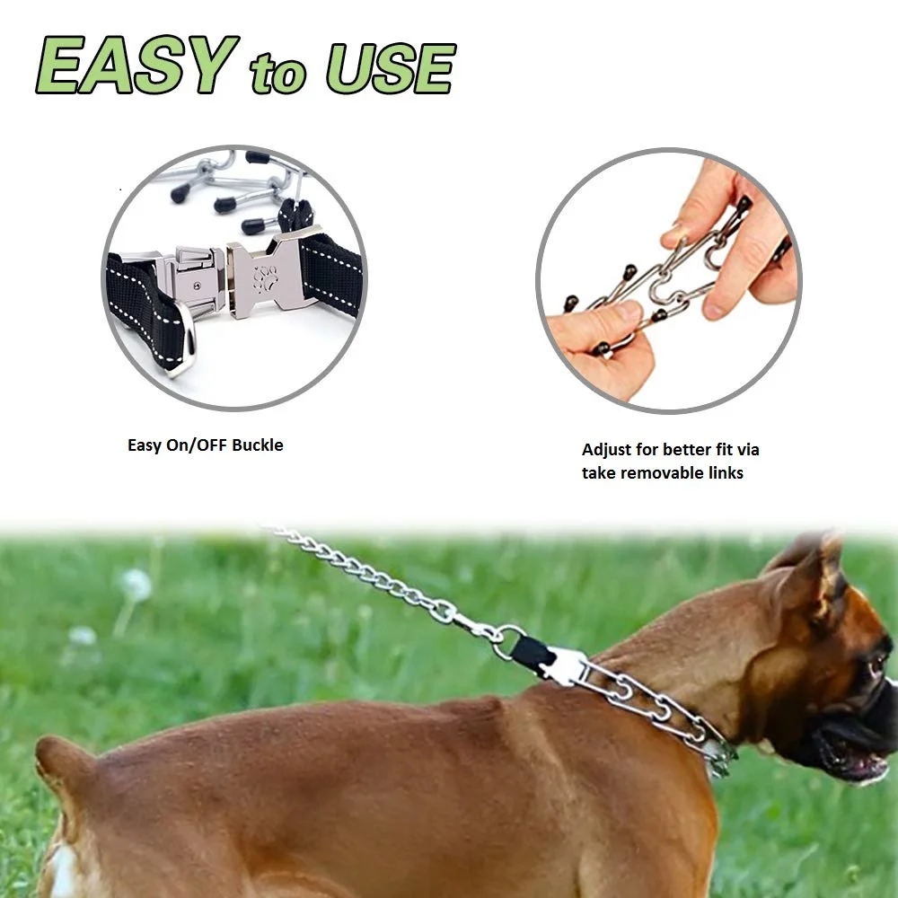 Steel Chrome Plated Prong Dog Training Collar,Pinch Pet Dog Collar With Quick Release Snap