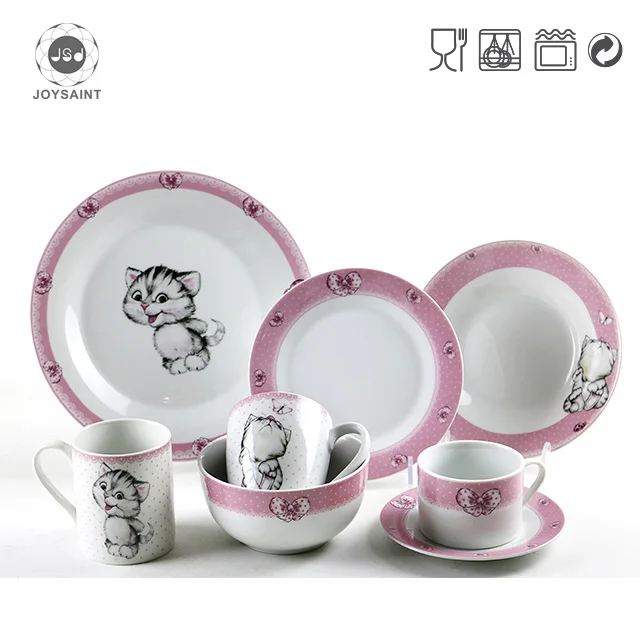 Best Quality 18pcs Porcelain Cat Dinnerware Set Buy Children Tableware,Porcelain Dinnerware