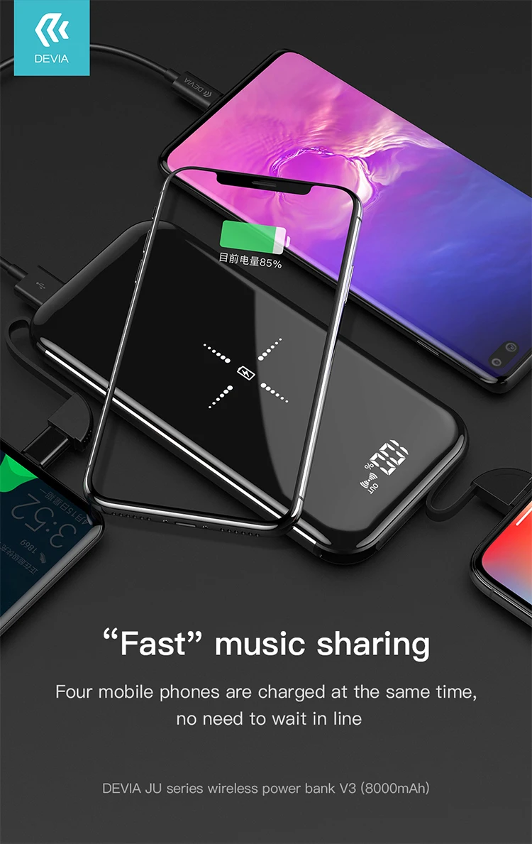 DEVIA new products 8000mah wireless charging mobile charger power bank - ANKUX.COM