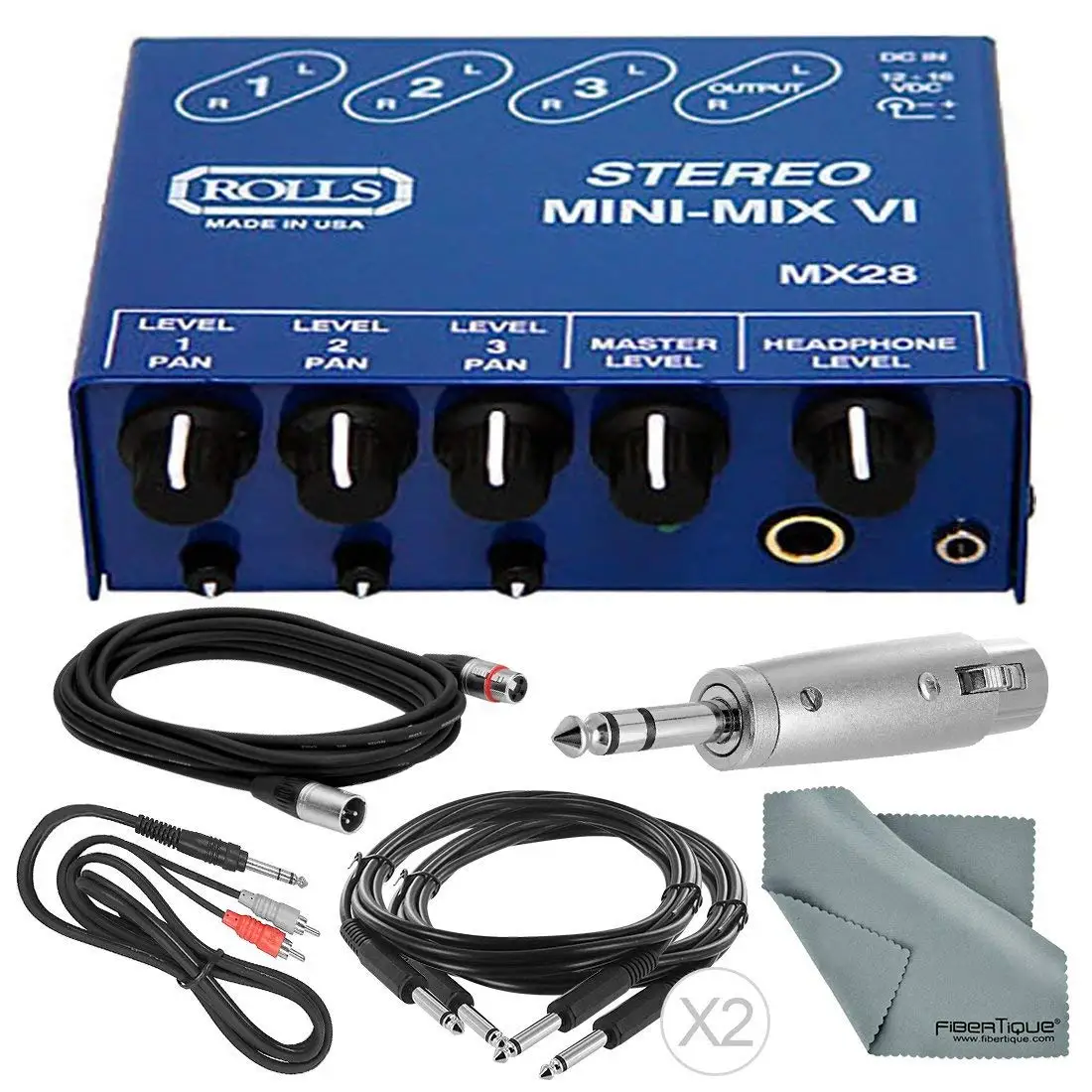 10 Rolls MX22s Mini Mix Line Mixer with Hosa 1//4 Phone TRS Headphone Extension Cable