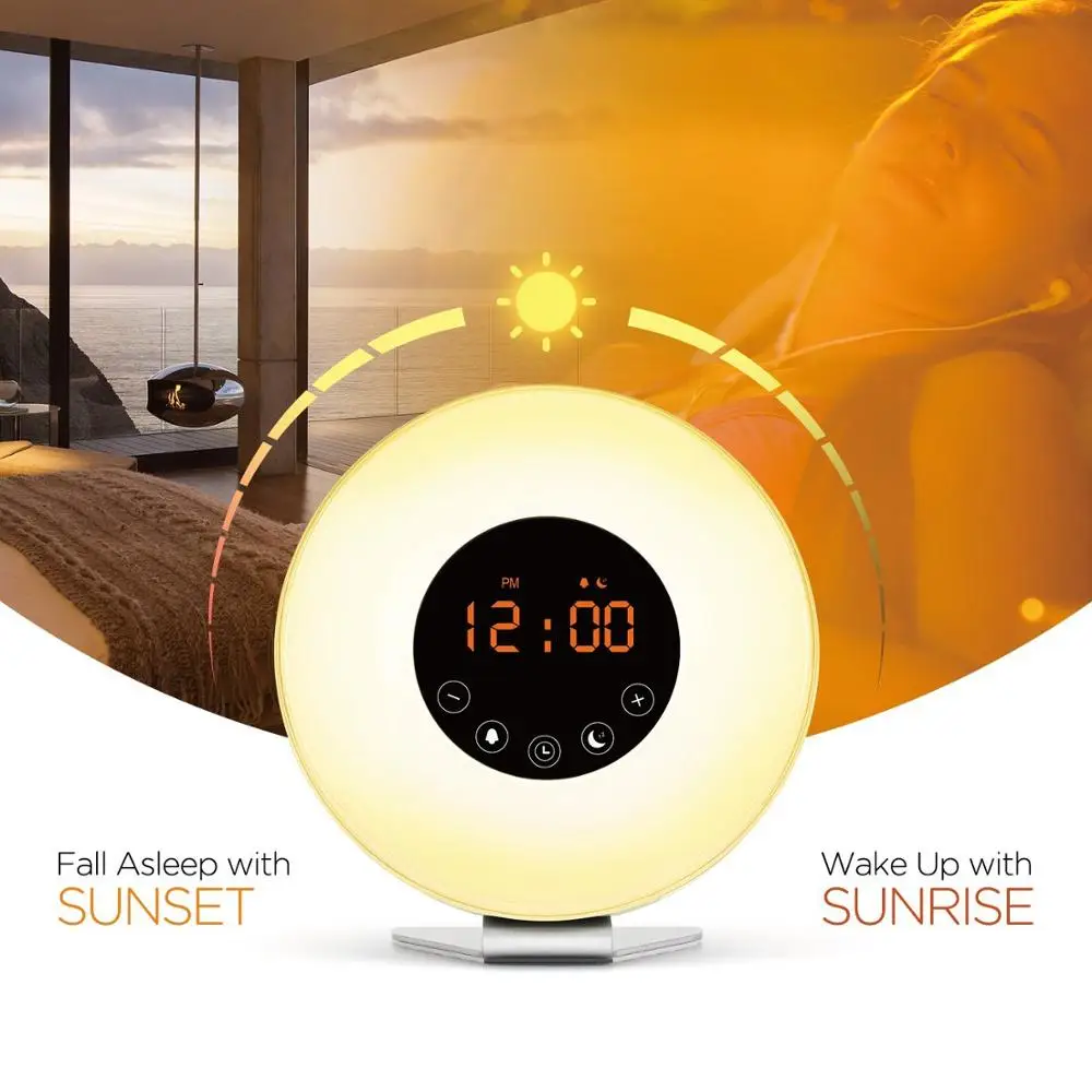 2018 Sunrise Wake Up Light,6 Nature Sound And Snooze Light Led Sunlight