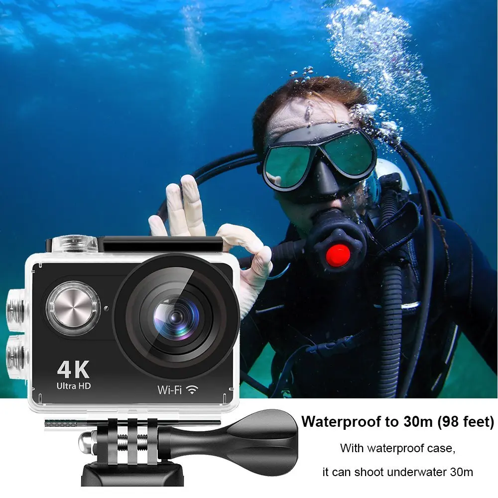 
SRI Sports Action Camera 4K WiFi Waterproof Helmet Cams with Remote Charger Dock Accessories for Bike Bicycle Motorcycle (Black) 