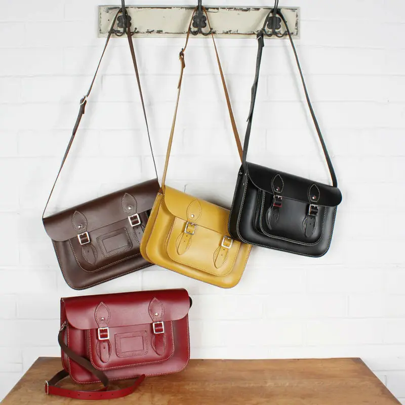 Designer Pink Leather Satchel Shoulder Messenger Bag with Adjustable Strap