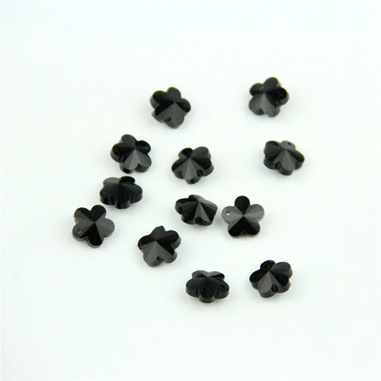 

Honor of crystal Hot Sale Black Crystal 14mm Flower Loose Beads Glass Beads One Hole Crystal Glass Parts For Diy Jewelry Earring Chandelier