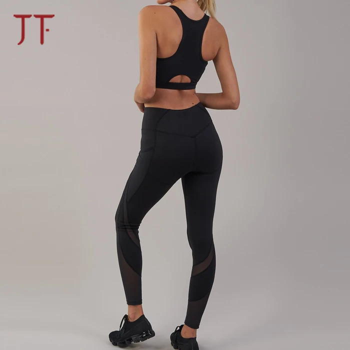 OEM Women Quality Supplex Gym Tight Mesh Sport Yoga Set Leggings