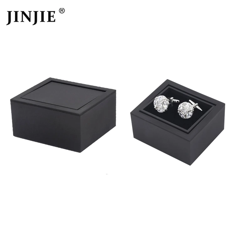 

Custom logo trendy brown and black rotatable cufflinks box gift packing storage box for cufflinks, Black , brown