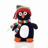 Cute animals stuffed plush knitted penguin with hat and scarf