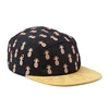 Custom printing flat short brim pineapple 5 panel camper cap