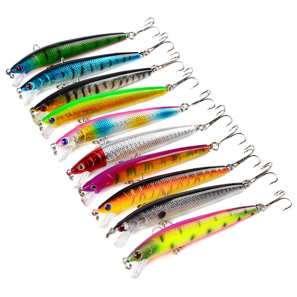 

10 colors Stripe pattern 9.5cm 9g Hard Bait Minnow streak Fishing lures Bass Fresh water hook diving perch wobbler fish