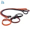 China Supplier Adjustable Rolled Round Leather Dog Collars Leashes Custom