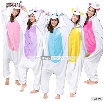 

Wholesale Kigurumi unicorn onesie flannel pajamas/costume unisex cartoon onesie pajamas, Picture