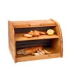 Bamboo 2 tier tall bread box and bin loaf storage container or retro bread bin and board