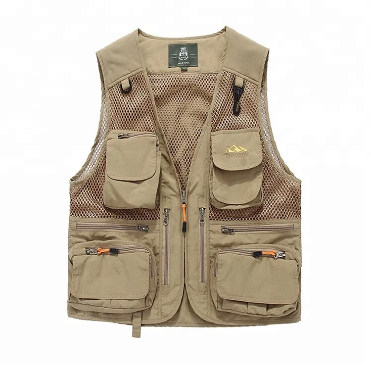 

Men Breathable Net Outdoor photography Military Hunting Fishing Vest, Khaki, black, green, red