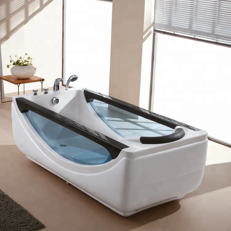 New Products Acrylic Double Bathtub With Glass Shirting,Whirlpool