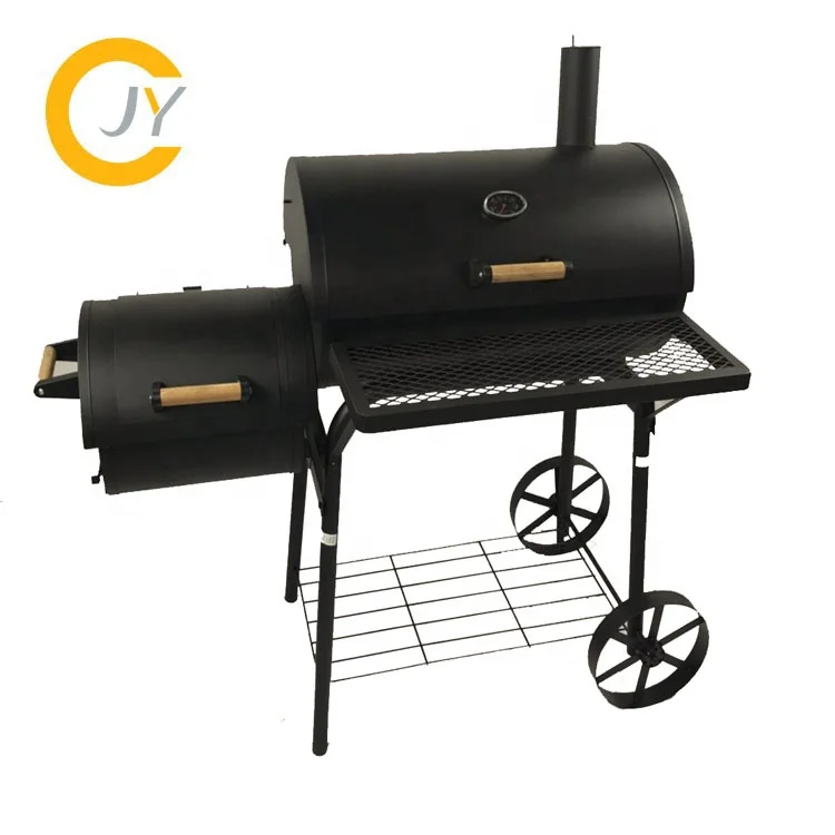 

Trolley charcoal grill or smoker grill for 3-5 people outdoor barbecue, Black