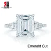 Diamond Test Positive strong fire low price Lab Created Large engagement rings emerald cut moissanite