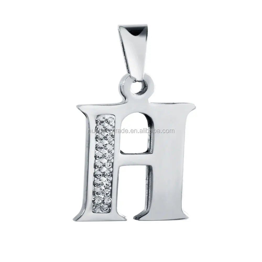 

Stainless Steel diamond Micro Pave Letters Alphabet Pendant Charms, Silver