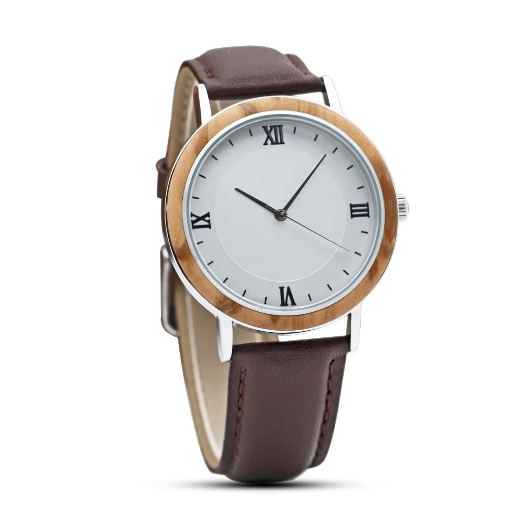 

Women watches wood bezel quartz real leather band reloj