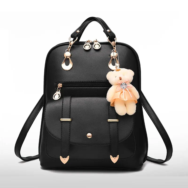 

Korea PU Leather Backpack Fashion School Bags Trendy Stylish Women Backpack 2018, 6 colors