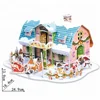3D Puzzle Christmas Gift Snow Blue Villa Paper Cardboard Puzzle