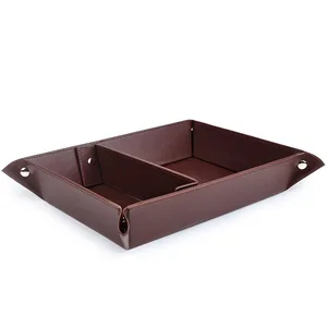Image of Custom Snap Leather Travel Valet Storage Trays with Compartments