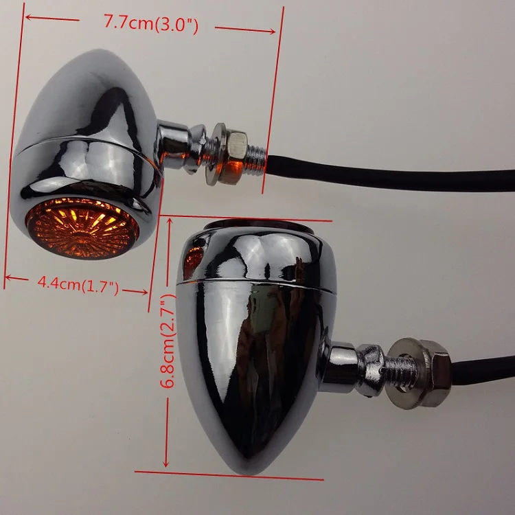 Color : Silver 2X Motocicleta del Cromo Amber Intermitentes Indicador de Bicicletas Intermitente luz de la l/ámpara for Kawasaki Vulcan VN 800 900 1500 1700 2000