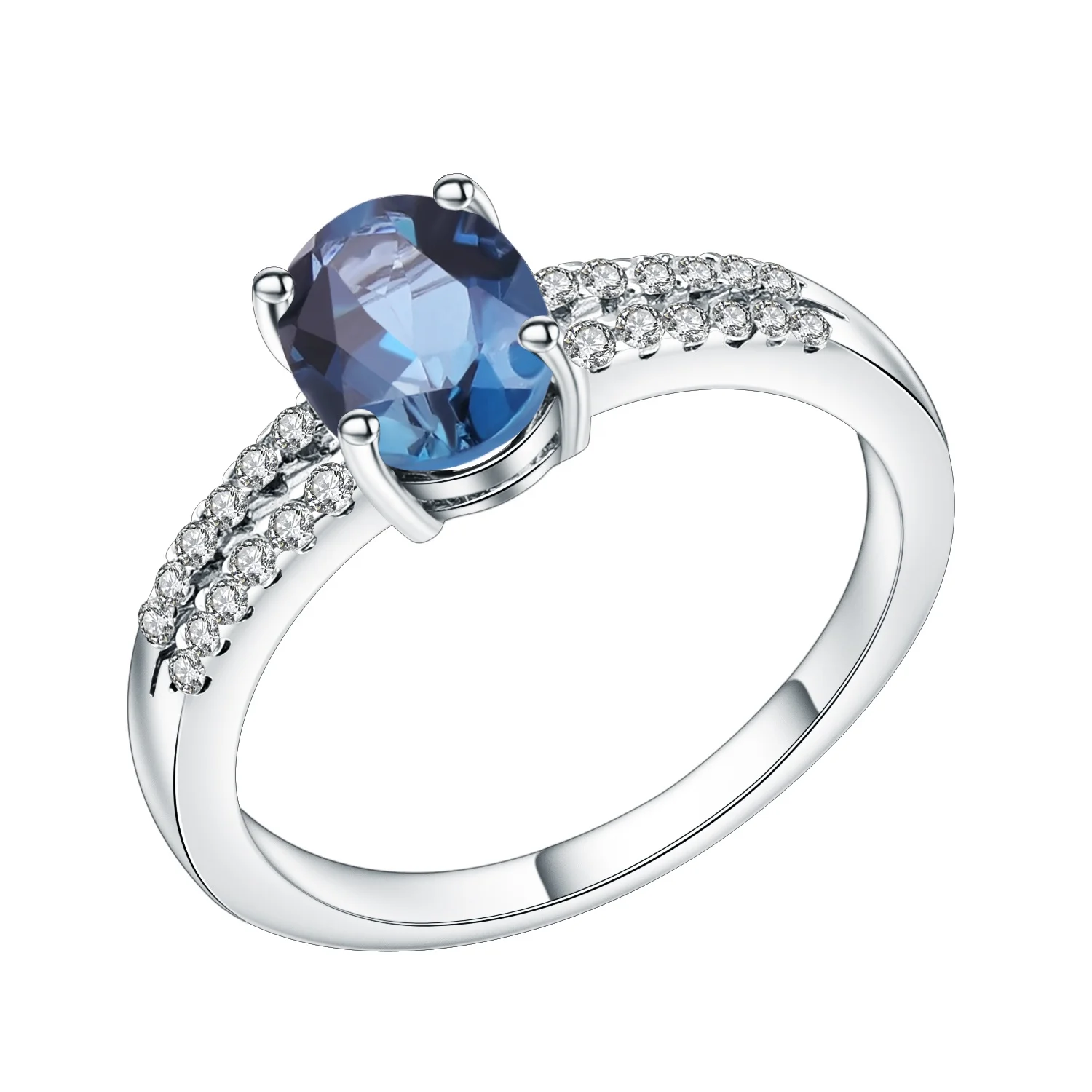 

Abiding natural gemstone London blue topaz finger custom fashion 925 sterling silver ring jewelry women