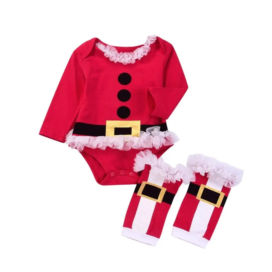 AMSKY❤ Baby Outfit Hangers,Newborn Baby Girls Christmas Romper+Bow Skirt+Leg Warmer+Headbands Set Clothes