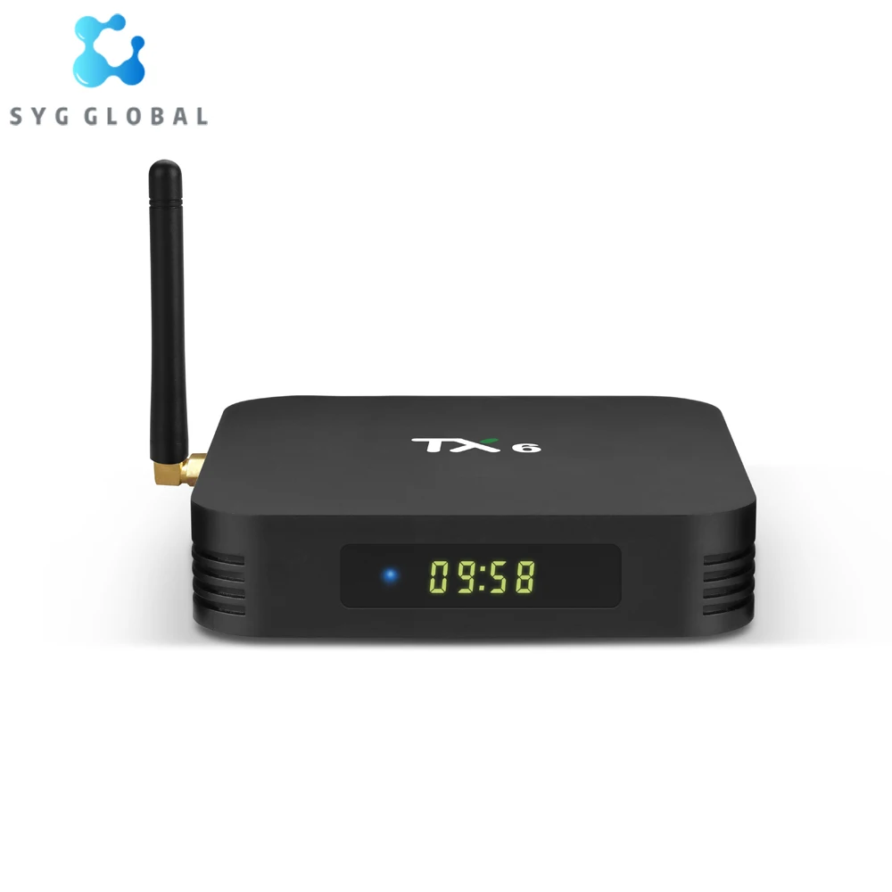 

SYG Newest H6 TV box Quad Core Android 9.0 TX6 4GB 32GB Internet Allwinner H6 Android TV Box, Black