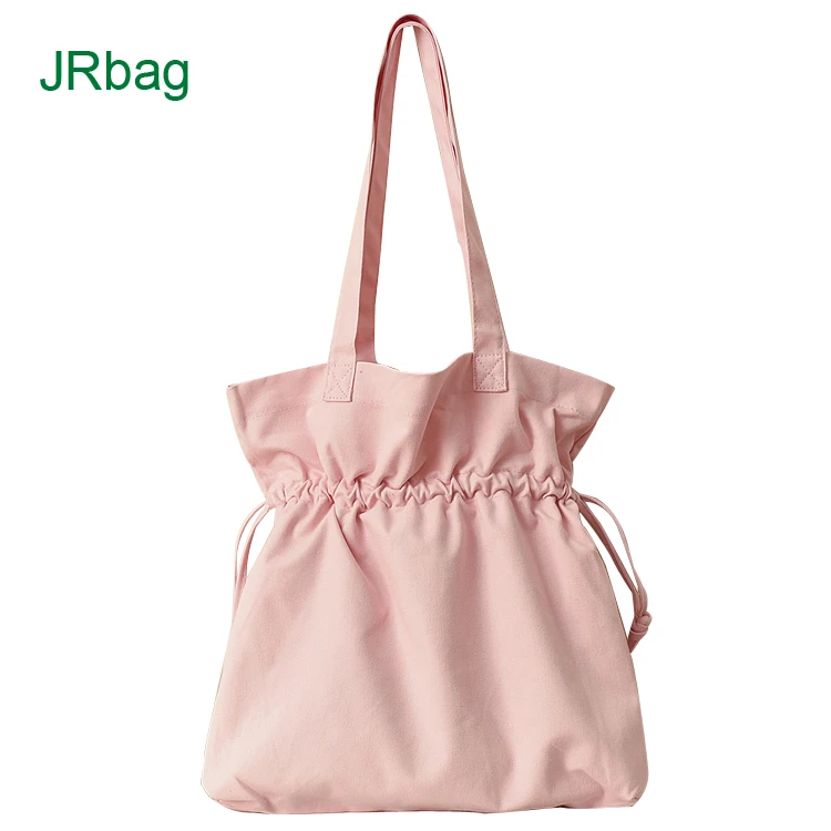 

Custom Printed Logo Reusable Pink Plain Oversized Cotton Drawstring Closure Canvas Tote Bag, Pink color,customized