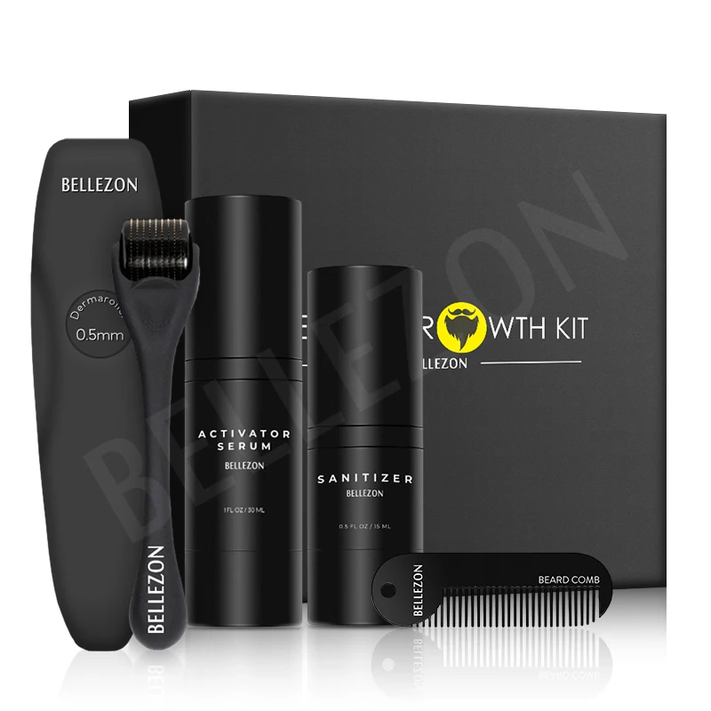 

Wholesale Price High Level Beard Care With Oil Comb Activator Serum And Roller Beard Growth Kit