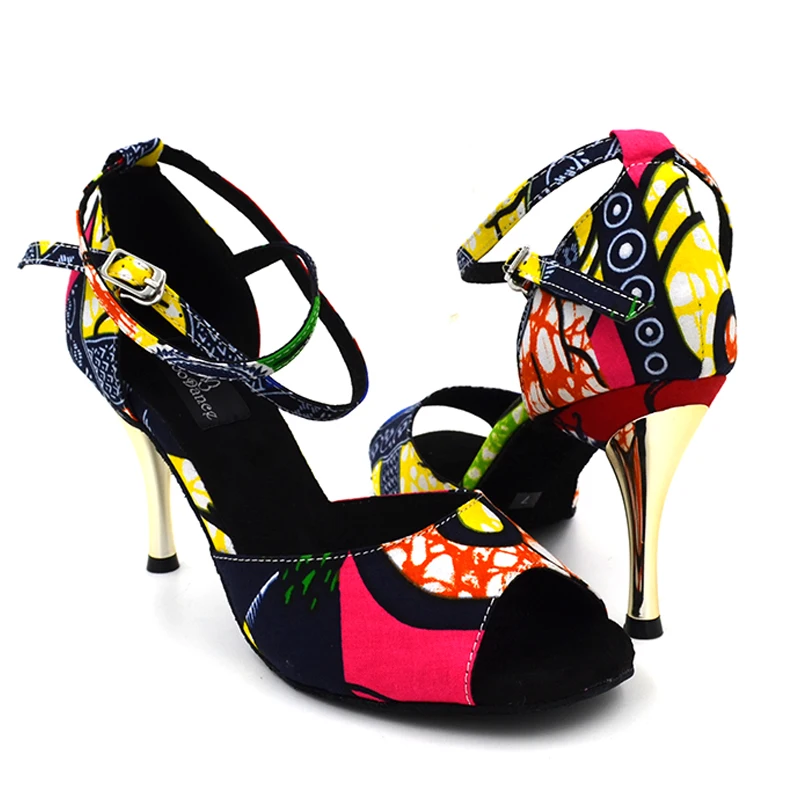 

Wholesale price Evkoodance African print high quality soft ballroom salsa latin dance shoes for ladies