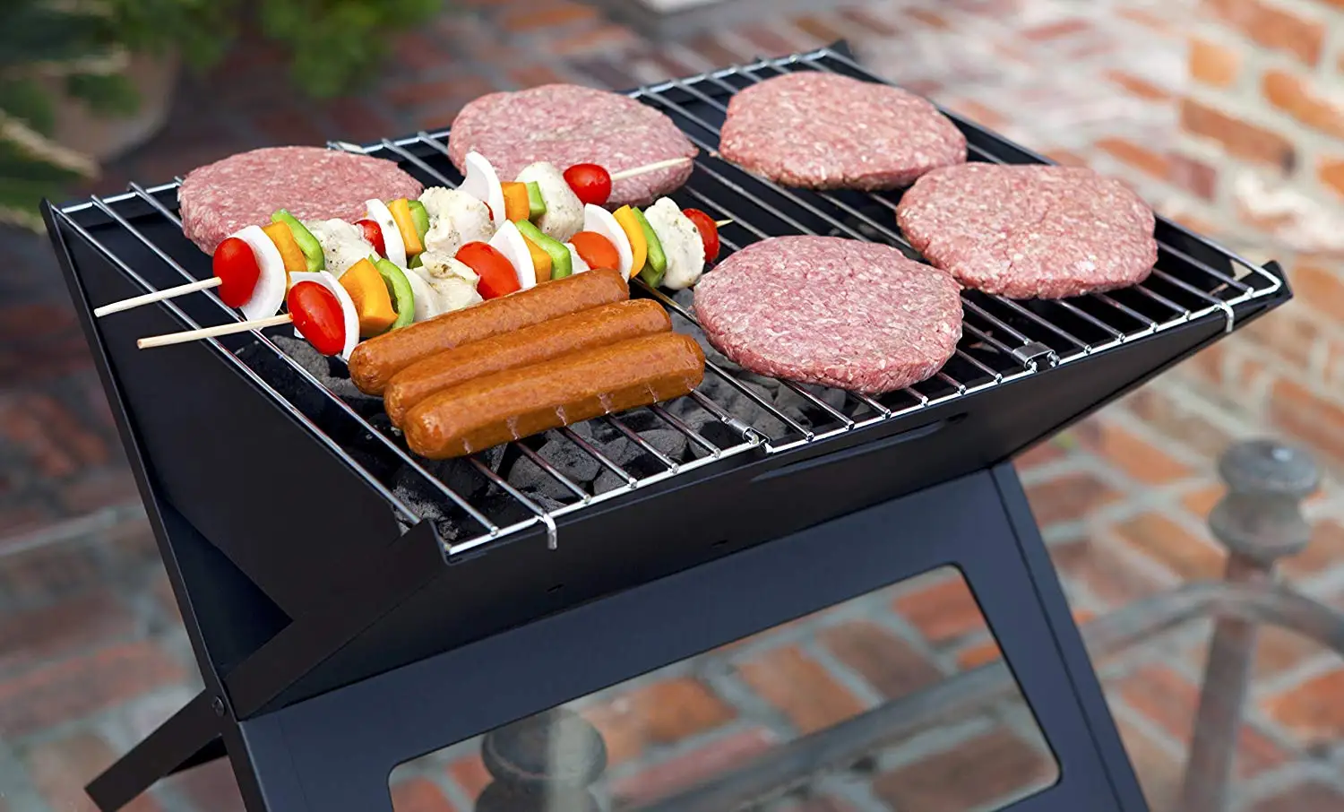 foldable and portable compact notebook charcoal bbq x-grill