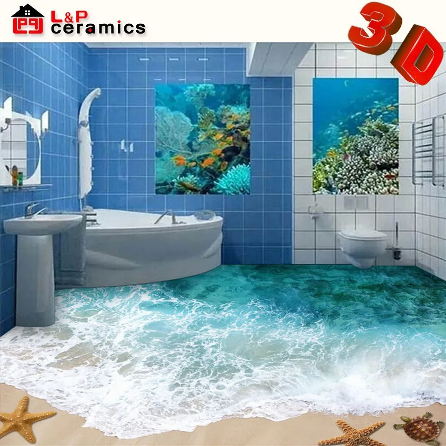 2015 seaside scenery style micro crystal porcelain 3d flooring