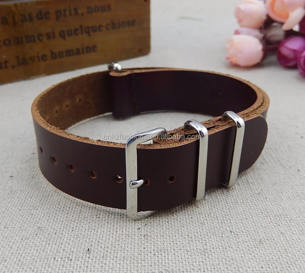 

18mm Genuine Leather Watch Band Strap with Stainless Steel Buckles in Stock