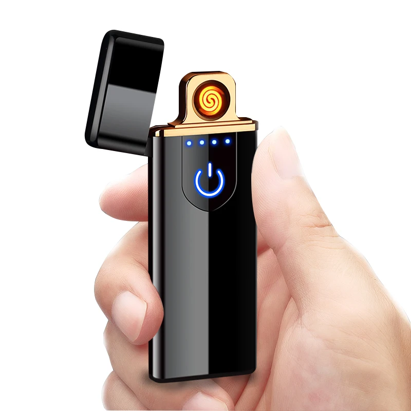 

MG-705JL Yanzhen hot selling ultra thin fingerprint touch usb lighter with double sided heating coin lighter ,electronic lighter, 6colors