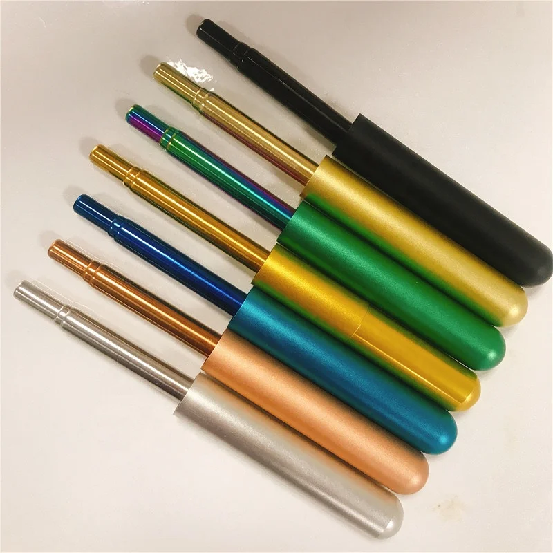 

Sample Free 304 Stainless Steel Telescopic Drinking colorful Straw Adjustable Colorful Metal Foldable Drinking Straw, As pictures or customized