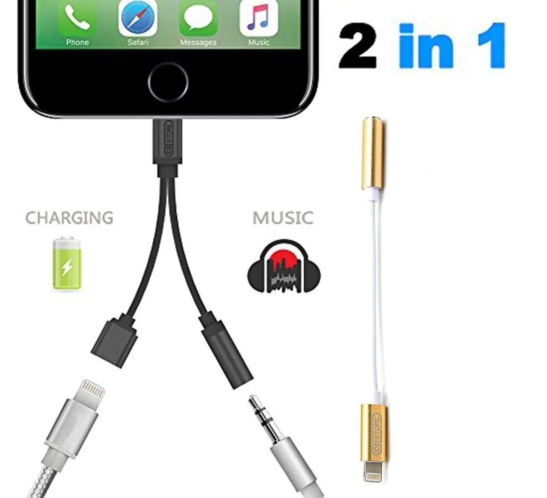 Buy Idstore 2 In 1 Lightning Adapter For Iphone 7 7 Plus To 3 5mm Headphone Jack Iphone Adapter That Support Your Headphone Volume Change Not Compitable With Ios 10 3 Rose Gold In Cheap