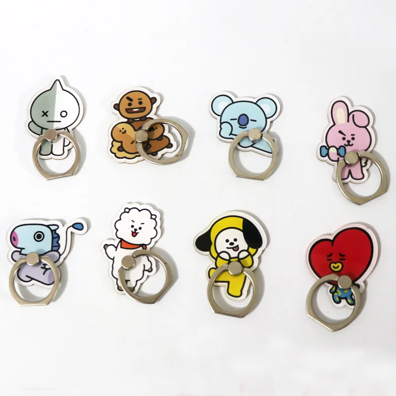 BT21 Mobile Phone Brackets Rings Cartoon Kpop Stars BTS Around Retractable Phone Holder