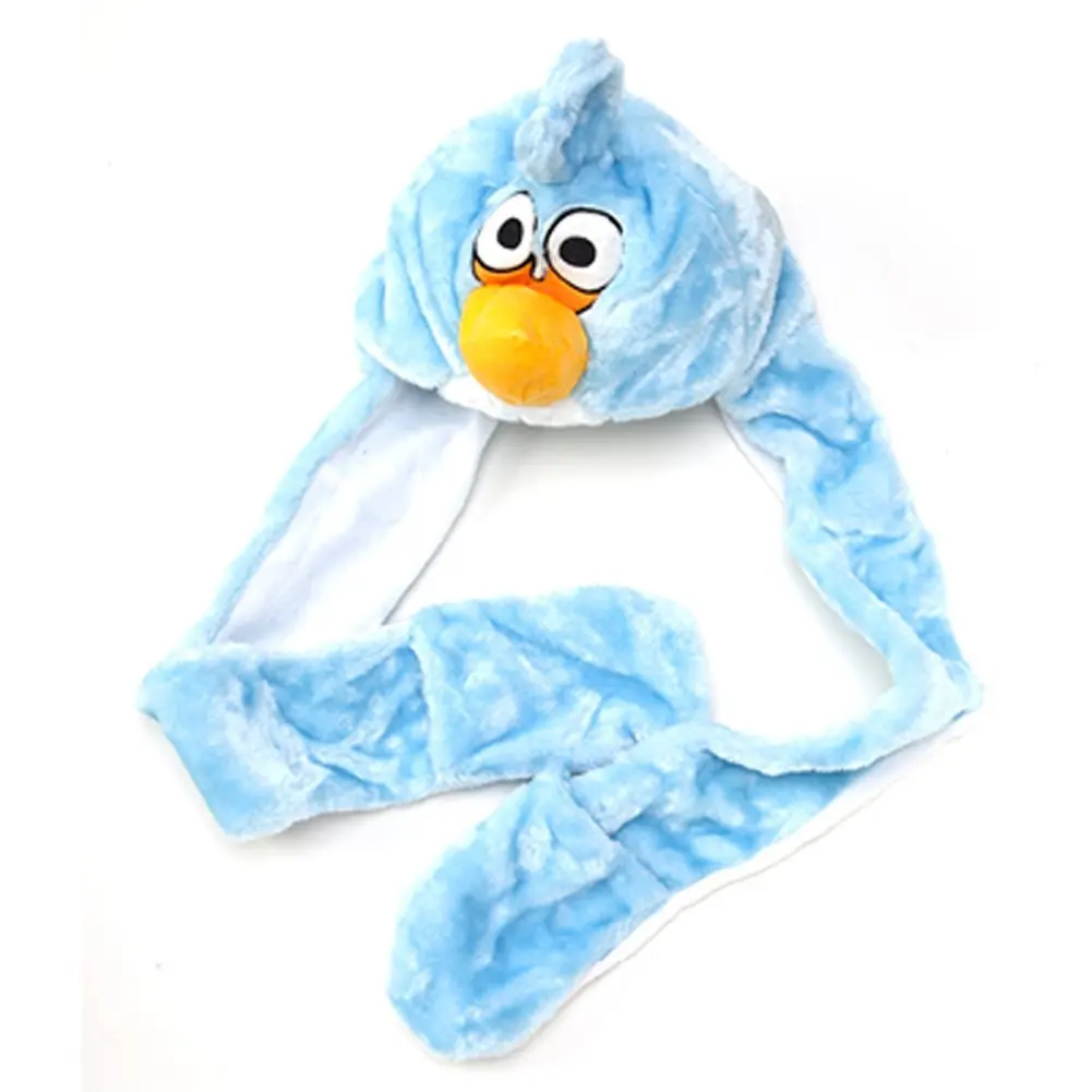 Plush Animal Hats Warm Beanie Blue Angry Bird Long Mittens Boy Girl Toddler