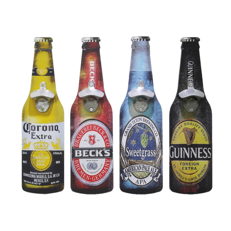 

Retro Wooden Metal Wall Mounted Beer Bottle Opener for club and bar, As picture shows