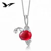 fashion jewelry 925 Sterling Silver Rabbit Pendant With CZ Stone And Ruby
