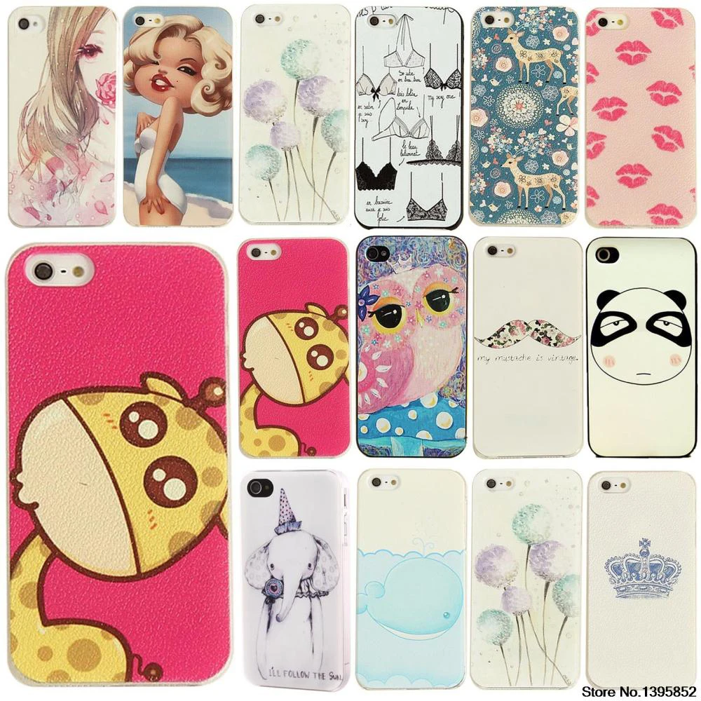 For iphone 4s case Various Cute Animals essert ice cream Macarons emboss Painted Pattern UV Hard