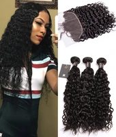 

3Bundles Brazilian Water Wave Hair With frontal Human hair, human hair water wave bundles with closure,Human Virgin Hair Weave